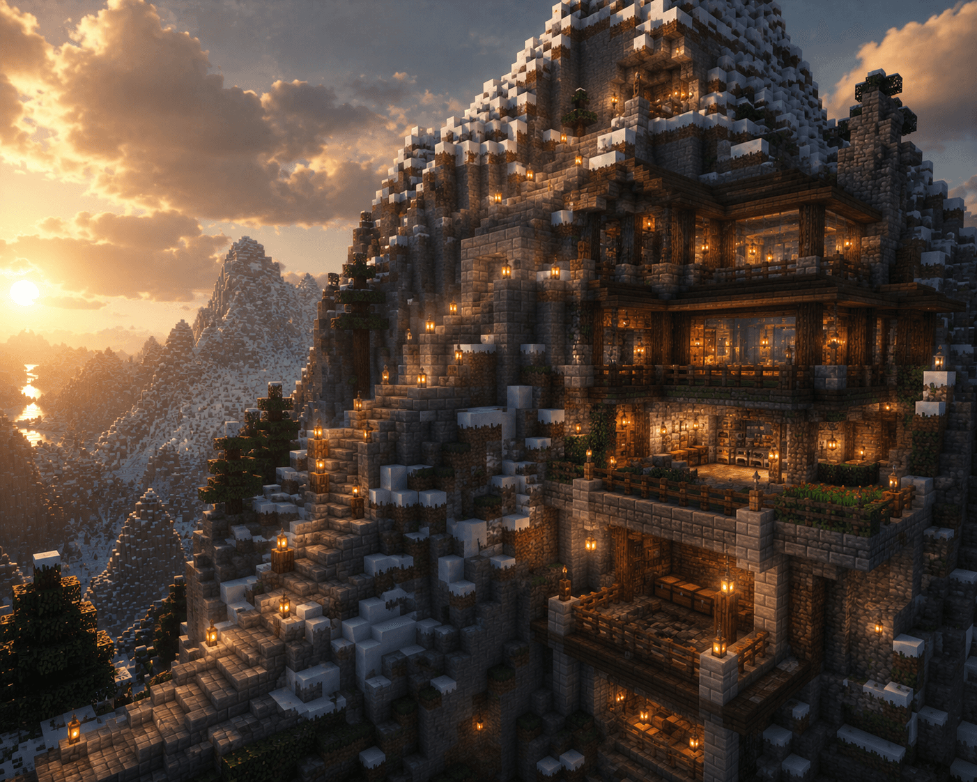 Mountain Base Build Tutorial for Minecraft
